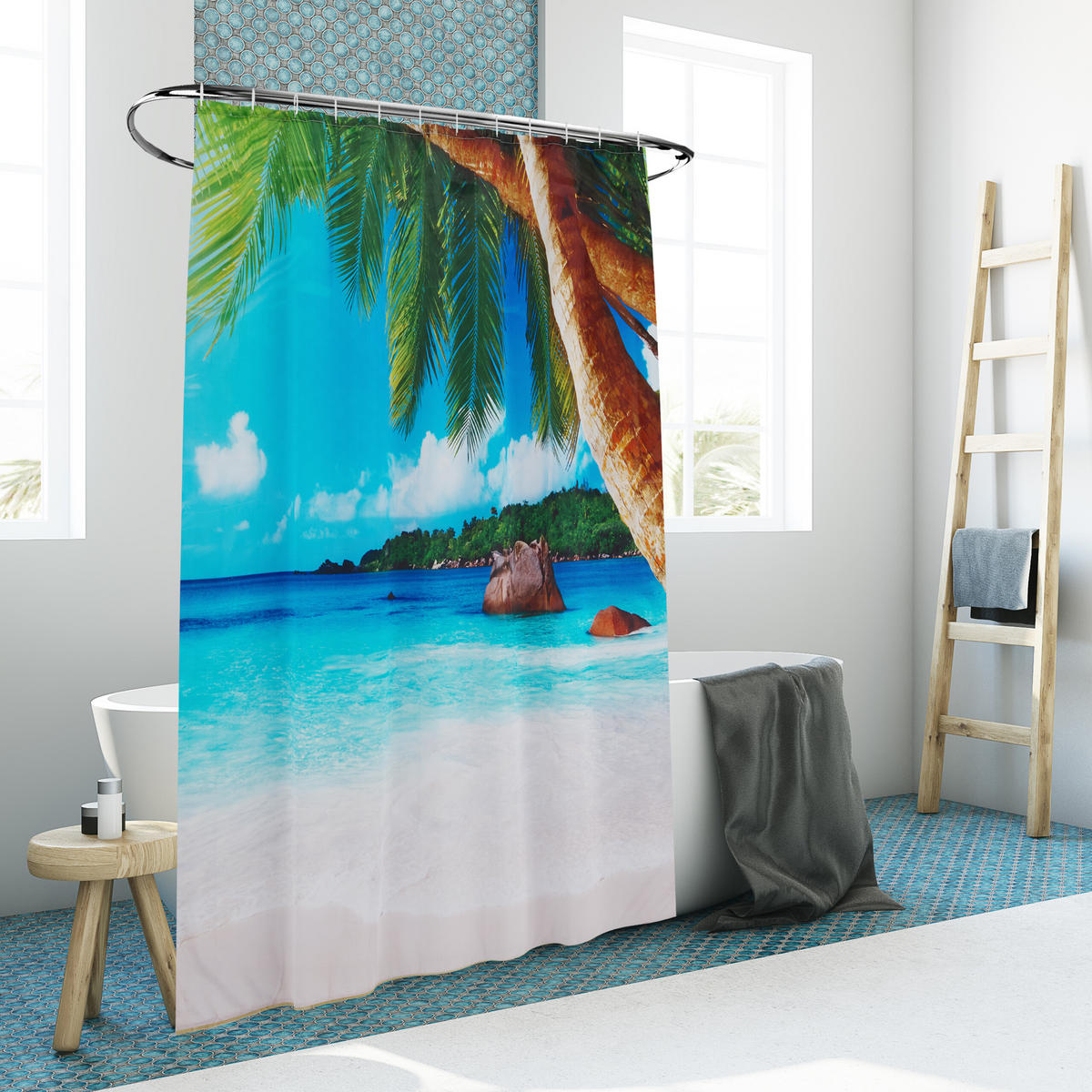 DUSCHVORHANG - Multicolor, Textil (180/0.1cm) - Relaxdays