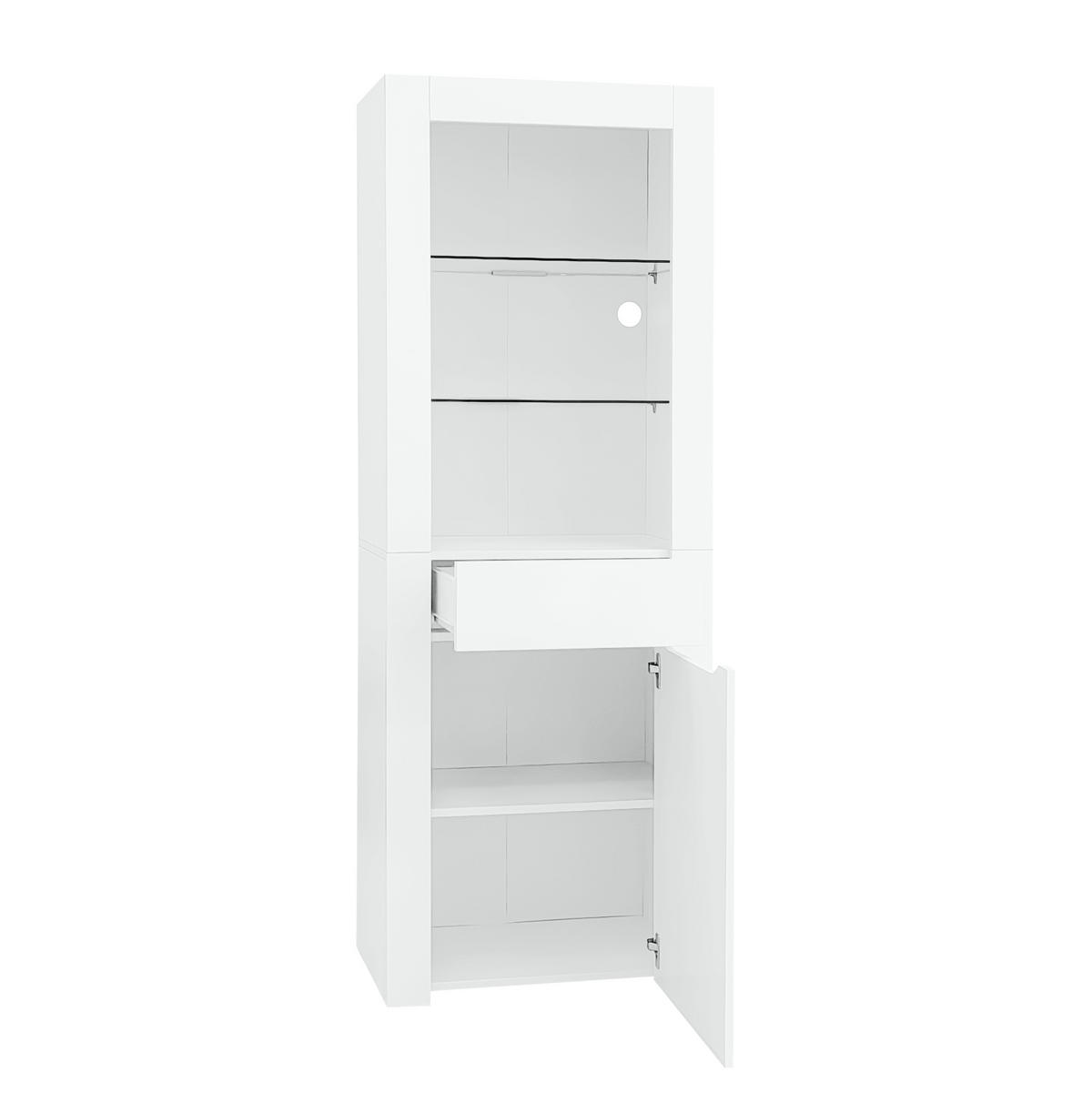 VITRINENSCHRANK aus Spanplatte 60x35,5x165 cm Weiß mit LED-Beleuchtung, App-Steuerung und Stauraum - Weiß, Holzwerkstoff (60/165/35.5cm) - Modfu