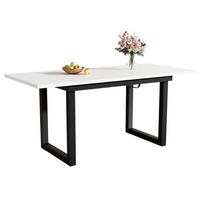 JÍDELNÍ STŮL bílý a černý, moderní jednoduchý design, železná konstrukce, do jídelny, 140×80×75 cm - bílá/černá, kov/kompozitní dřevo (80/180/75cm) - STILVORA