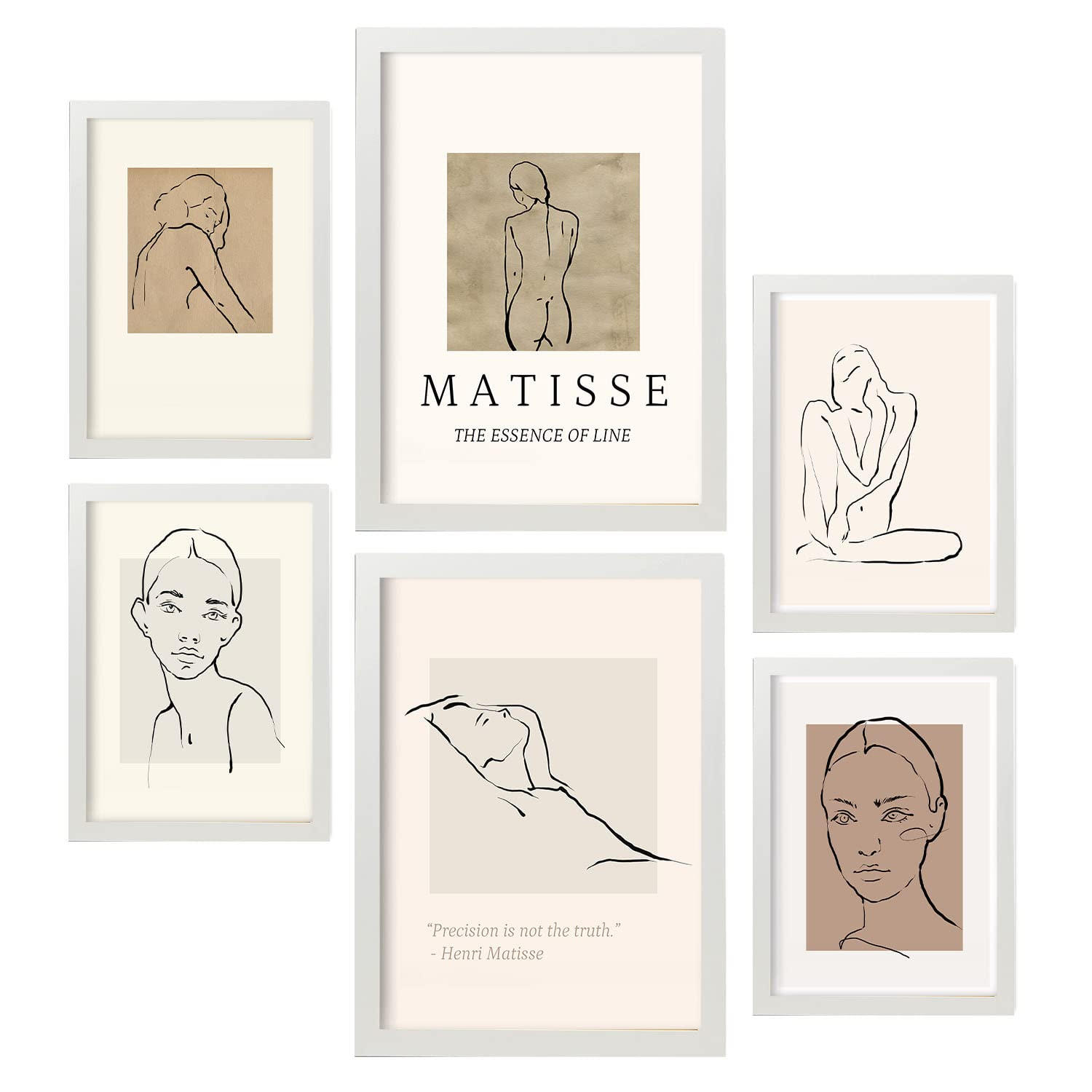 POSTER Set Mit 6 Schönheit Sammlung A3 & A4 Weißer Rahmen - Weiß, Papier (29/3cm) - Nacnic