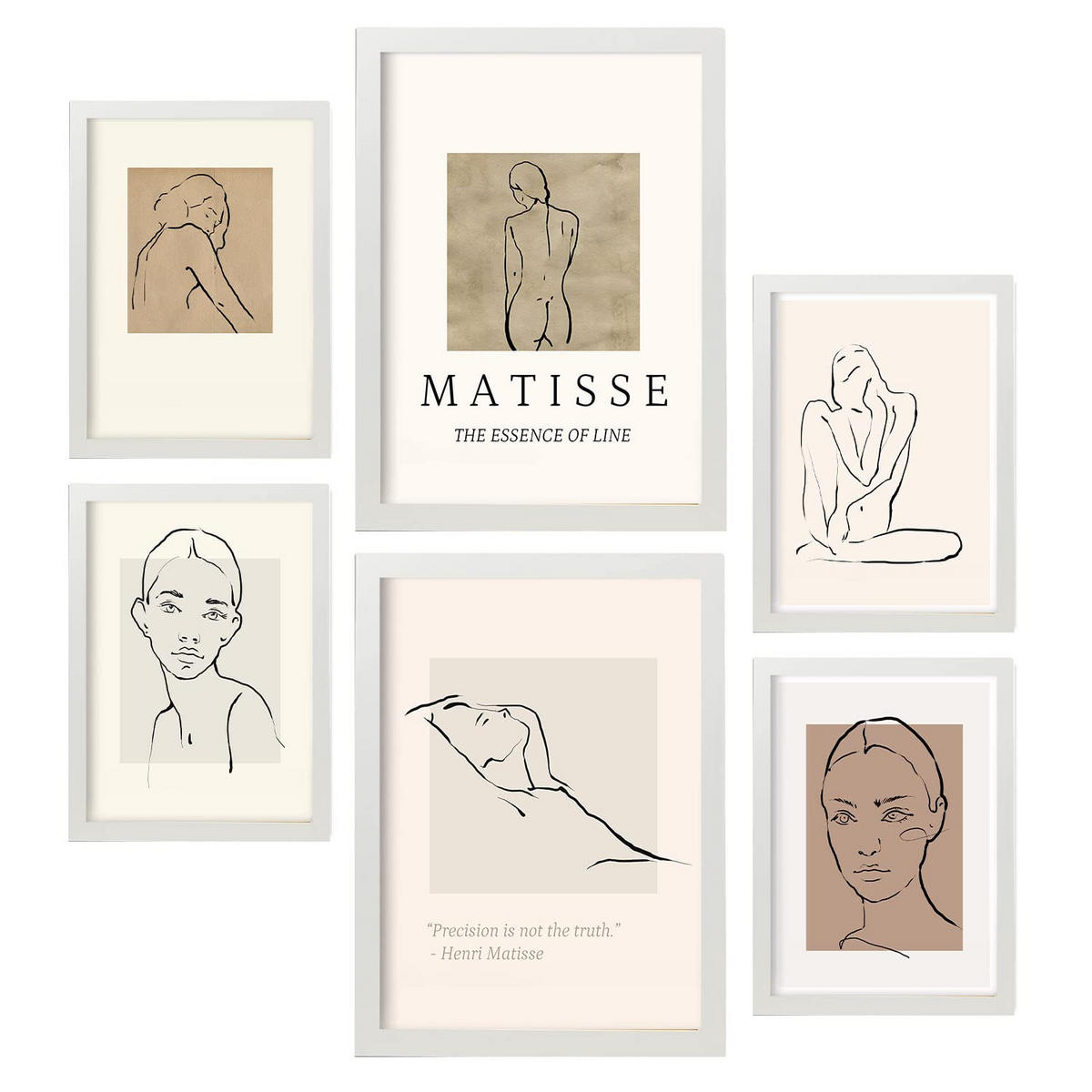 POSTER Set Mit 6 Schönheit Sammlung A3 & A4 Weißer Rahmen - Weiß, Papier (29/3cm) - Nacnic