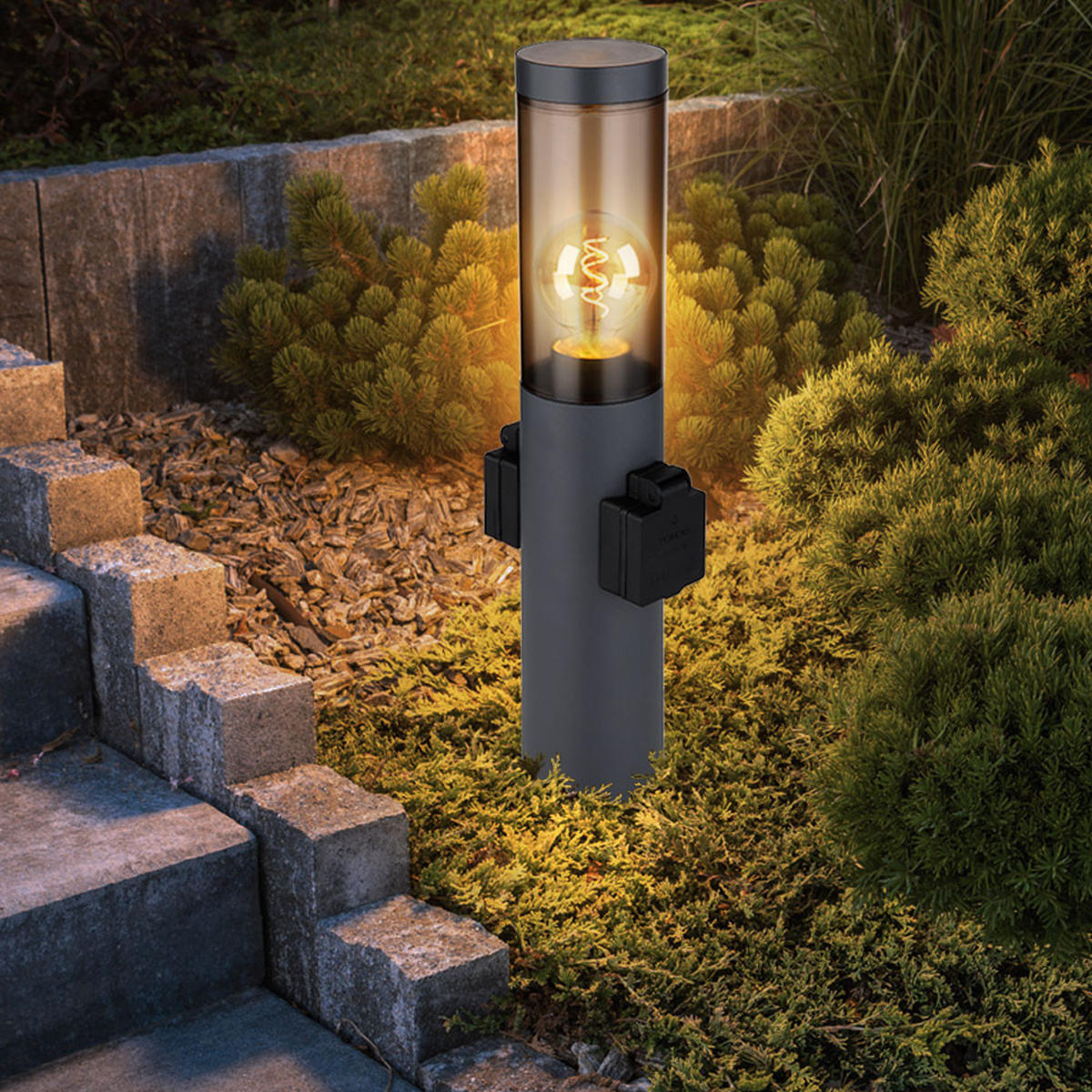 WEGELEUCHTE BOSTON Edelstahl Anthrazit 2er Set - Anthrazit, Metall (7.6/7.6/45cm) - Globo Lighting