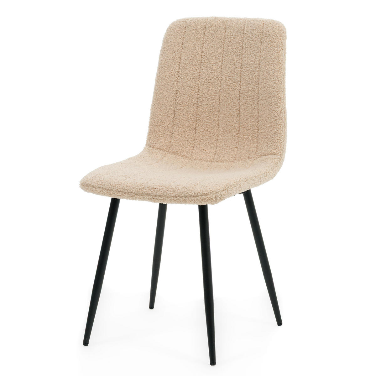 STUHL GELA gepolstert mit Steppung - dunkelbeige - Boucle TEDDY - Beige/Schwarz, Textil/Metall (45/89/53cm) - NEW HOME