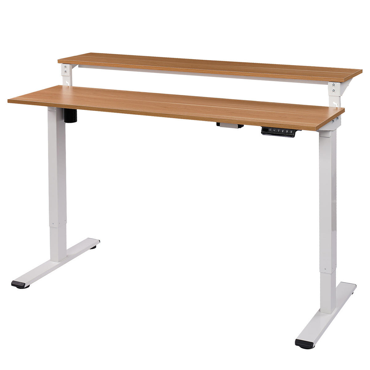 SCHREIBTISCH - Höhenverstellbar - Eiche Dekor / Weiß - Braun/Weiß, Holzwerkstoff/Metall (40/140/73cm) - home24