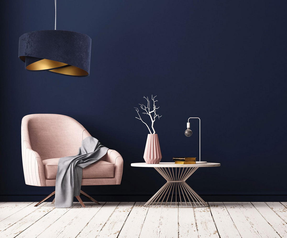 HÄNGELEUCHTE Blau 50/23 cm - Goldfarben, Kunststoff (50/1.3/23cm) - ONZENO