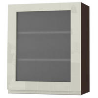 HÄNGESCHRANK Florence W2S/60 Lava / RAL 1013 perlweiß HG 60 / 32,5 / 72cm - Türanschlag rechts - Dunkelgrau/Weiß Hochglanz, Holz/Holzwerkstoff (60/72/32.5cm) - Feldmann-Wohnen
