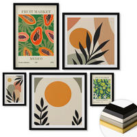 WANDBILDER 5er-Set - 50x50 cm & 20x30 cm & 40x60 cm Schwarzer Rahmen - Fruchtmuster der italienischen Kultur - Schwarz, Kunststoff (40/60cm) - ArtPrintCave