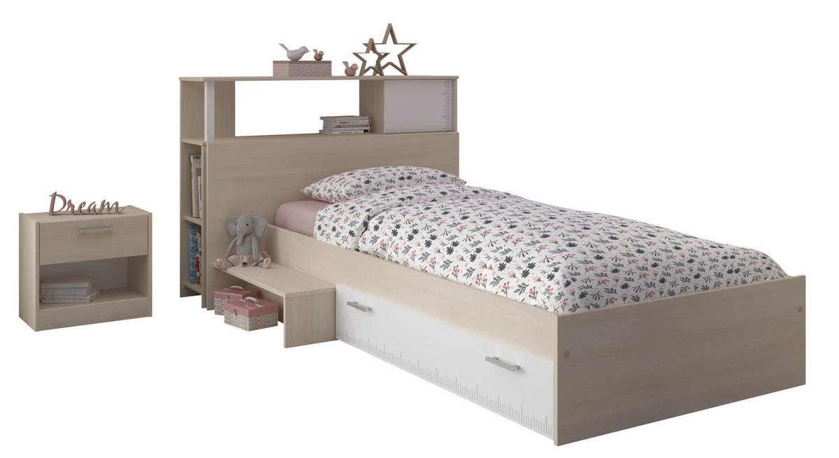 JUGENDZIMMER Charly 11 in Akazie und Weiß 4 teilig - Braun, Holzwerkstoff (120/200/80cm)