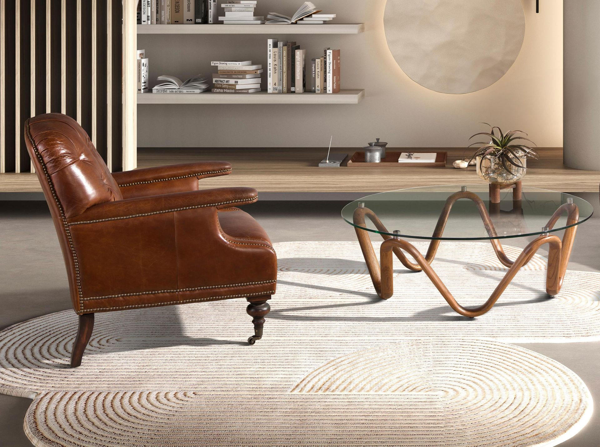 CHESTERFIELD-SESSEL Cognacbraun Mahagoni 80/90/89 cm - Braun, Leder/Holz (80/89/90cm) - ANGEL CERDA