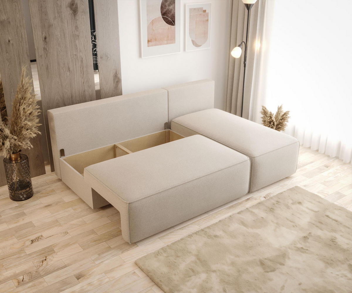 ECKSOFA mit Schlaffunktion SAVIO MINI Curio 99 Rechts - Schwarz, Textil (200/140cm) - Bedante