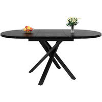 ESSTISCH 100-140x76 cm in Schwarz aus MDF mit Marmoroptik auf X-Gestell ausziehbar - Schwarz, Holzwerkstoff (100/140/75.5cm) - Modfu
