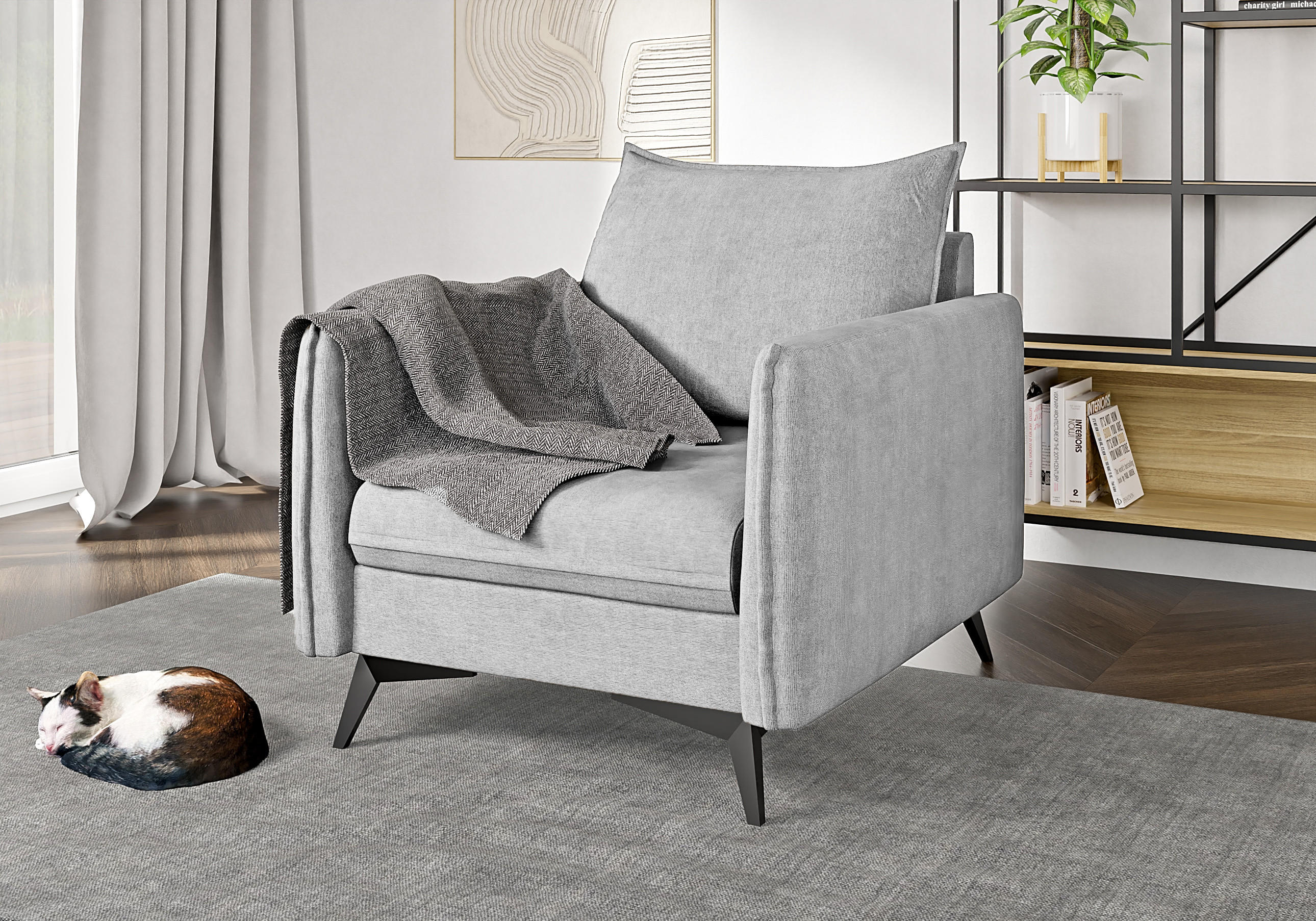 SESSEL Pulse Silber Luxusmicrofaser - Silberfarben/Schwarz, Holz/Textil (74/86/31cm) - S-Style Möbel