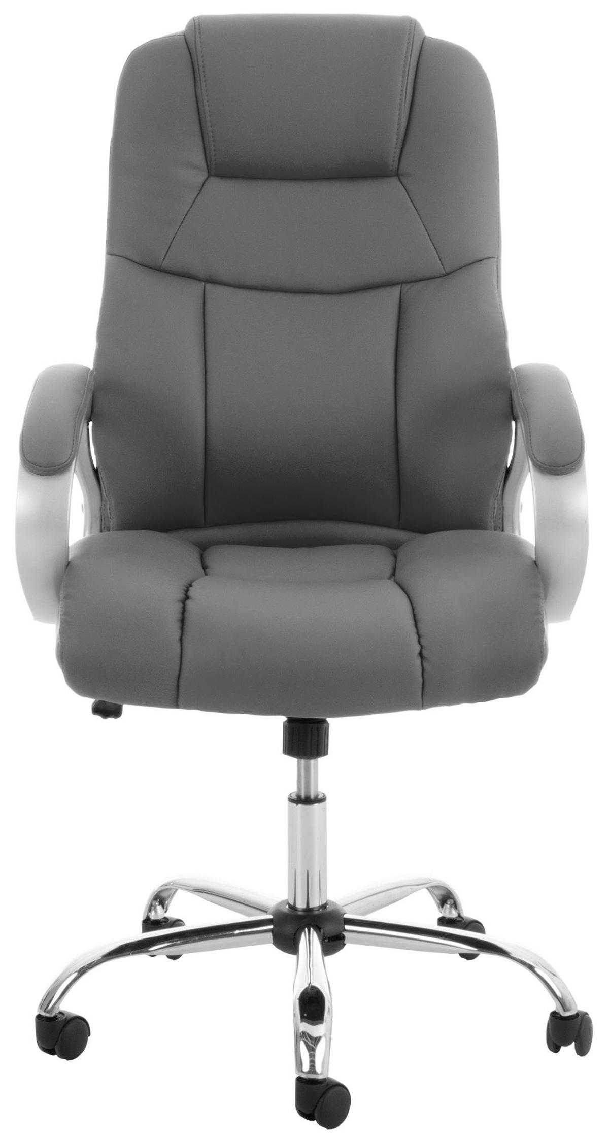 CHEFSESSEL Lederlook Grau - Chromfarben/Grau, Textil/Metall (66/113/70cm) - CLP