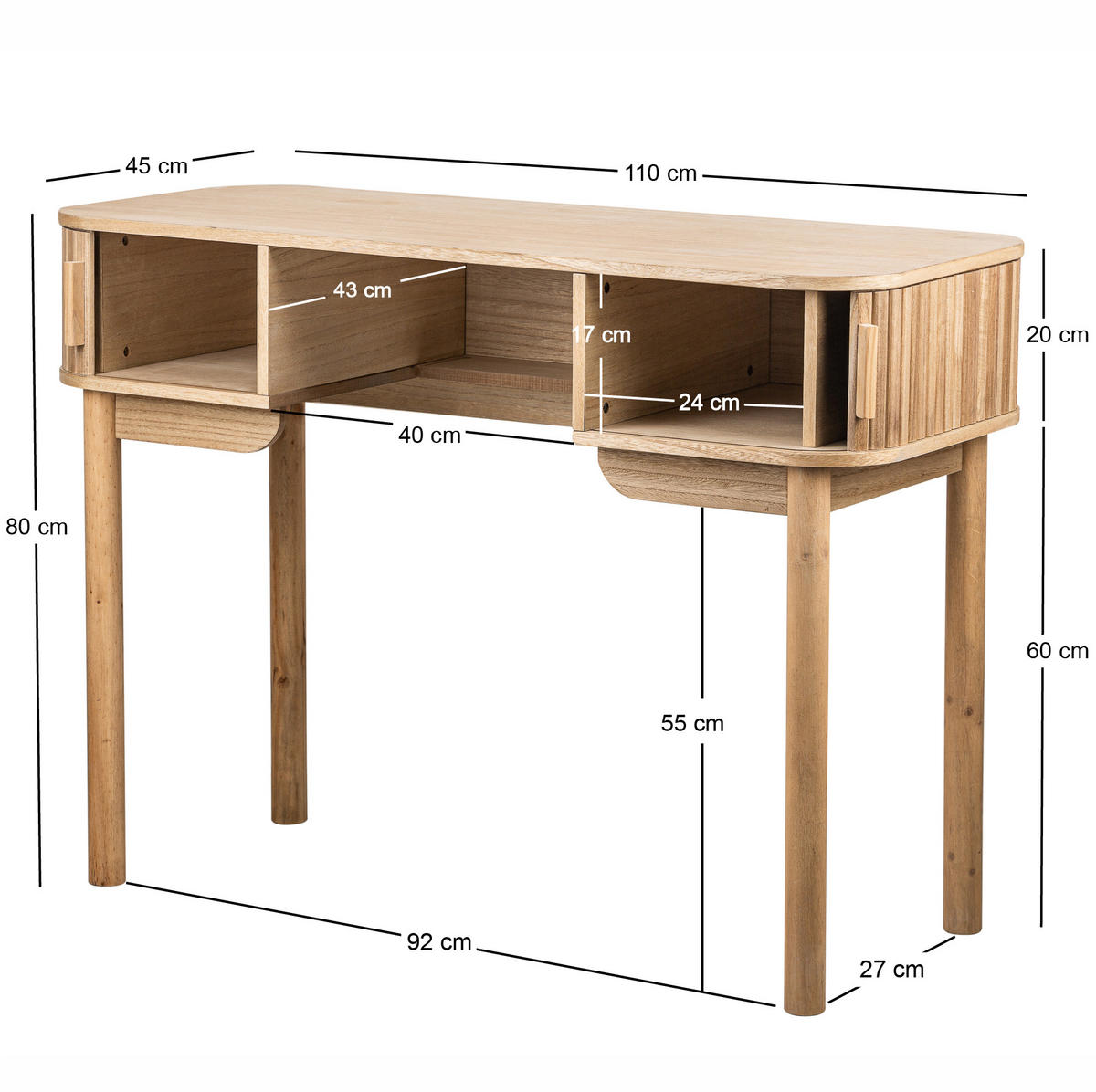 SCHREIBTISCH Rechteckig Braun 110 x 45 x 78 cm - Braun, Holz (110/78/45cm) - Nordlys