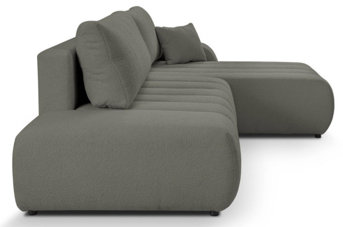ECKSOFA Grau ALOO Mit Schlaffunktion Rechts Stoff Boucle - Grau, Textil (176/276cm) - Sepro Meble