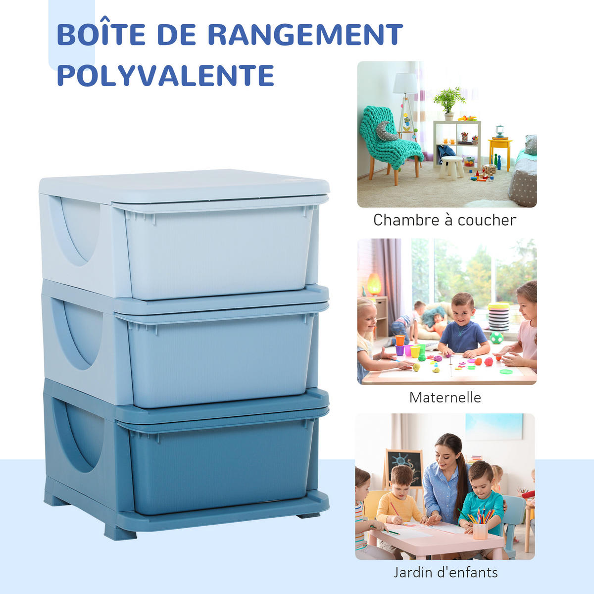 SPIELZEUGTRUHE DE-17256 3 Schubladen Blau - Blau, Holzwerkstoff (37/37cm) - ComfortXL