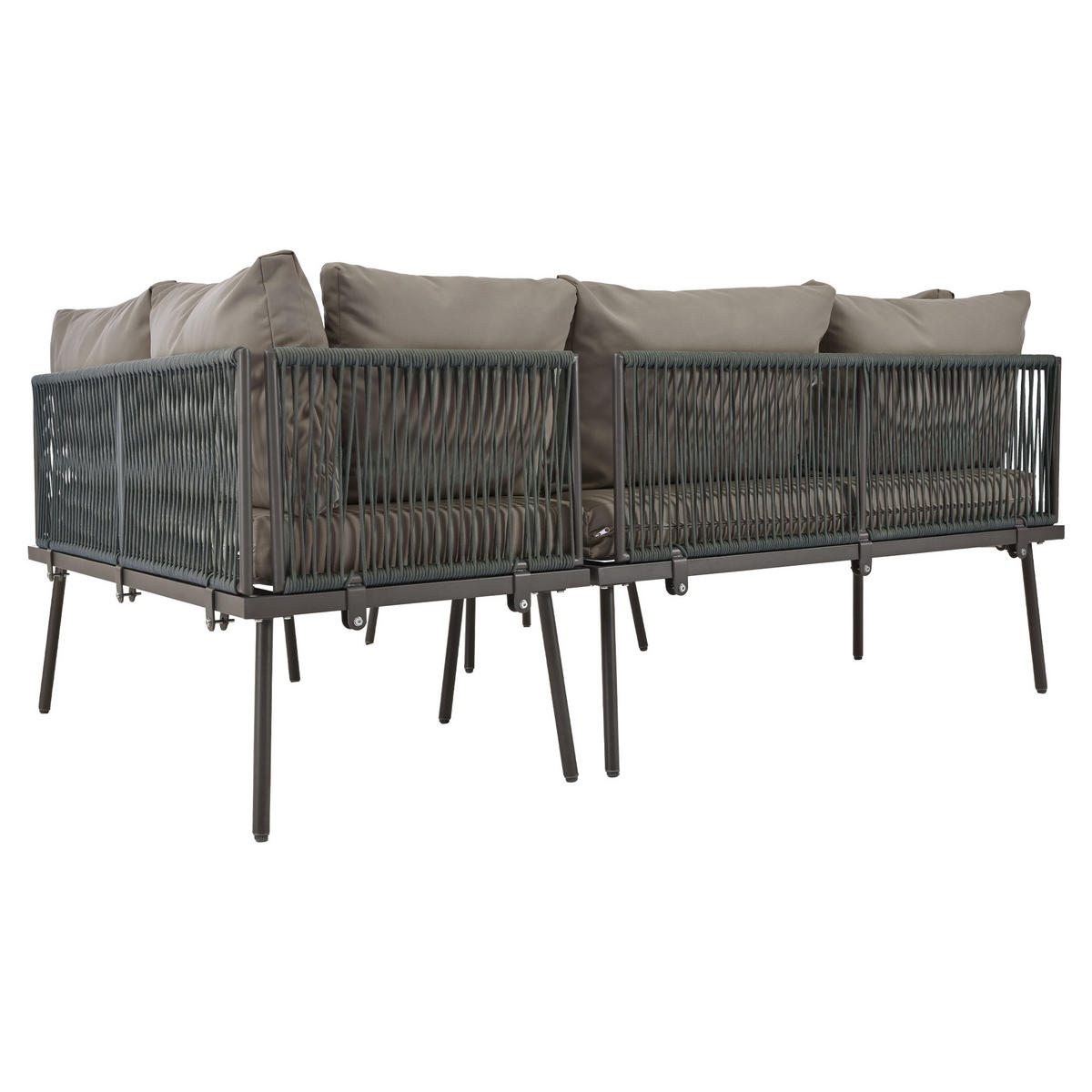 GARTENSOFASET 8-Personen U-Form 2 Tische 4 Zweisitzer wetterfest Grau - Grau, Metall - FLIEKS