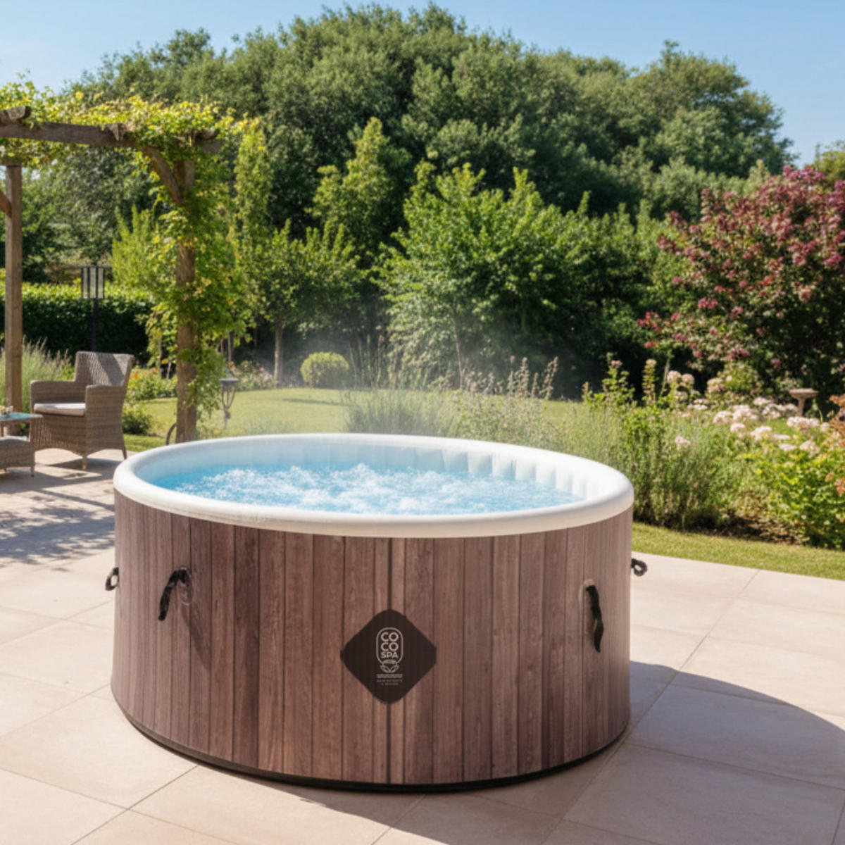 WHIRLPOOL Aufblasbar Helsinki 150 cm Durchmesser, 800 Liter, Motor 2240 W, Für bis zu 4 Personen - Braun, Kunststoff (150/70/70cm) - COCO SPA