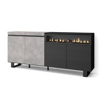 SIDEBOARD Elektrokamin, zementgrau, 200/35/87cm - Schwarz/Grau, Holzwerkstoff (200/87/35cm) - Skraut Home