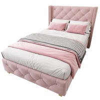 POLSTERBETT 90/200 cm mit Lattenrost, Knopfheftung & Nieten-Details, Rosa - Rosa, Textil (90/200cm) - Redom