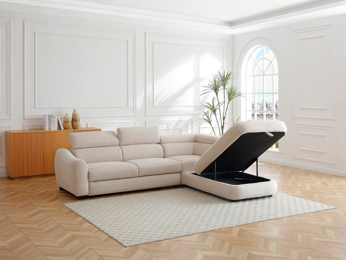 SCHLAFSOFA - 6 Personen - stoff - beige Besema - Beige, Kunststoff/Textil (272/75/226cm) - Vente-Unique