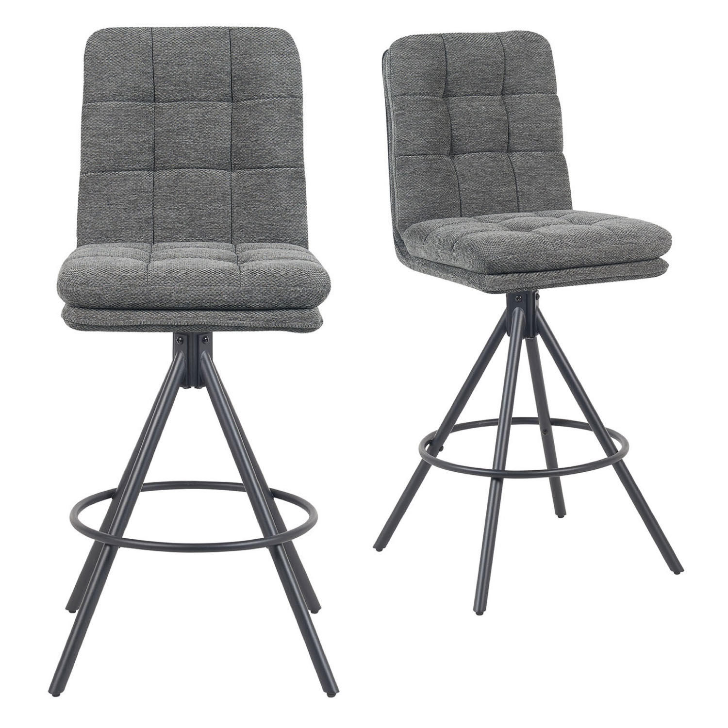 BARHOCKER Tayo - Schwarz/Grau, Textil/Metall (46/106/57cm) - DUBI Möbel