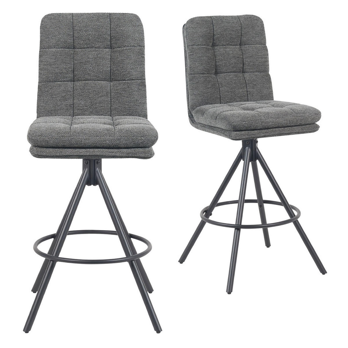BARHOCKER Tayo - Schwarz/Grau, Textil/Metall (46/106/57cm) - DUBI Möbel