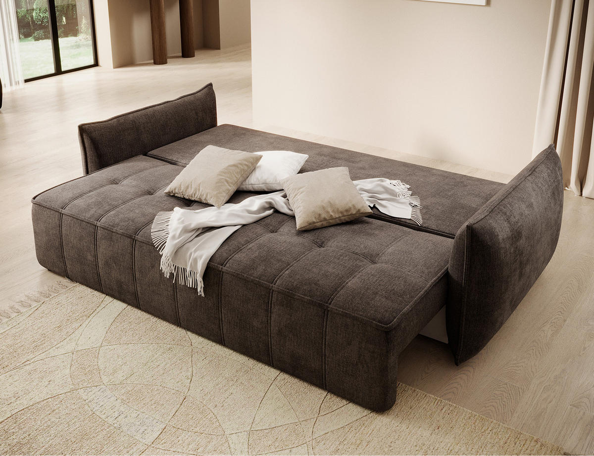 SCHLAFSOFA WELSH - Braun (NUBE 22) - Braun, Holzwerkstoff (242/94/106cm) - Möblo