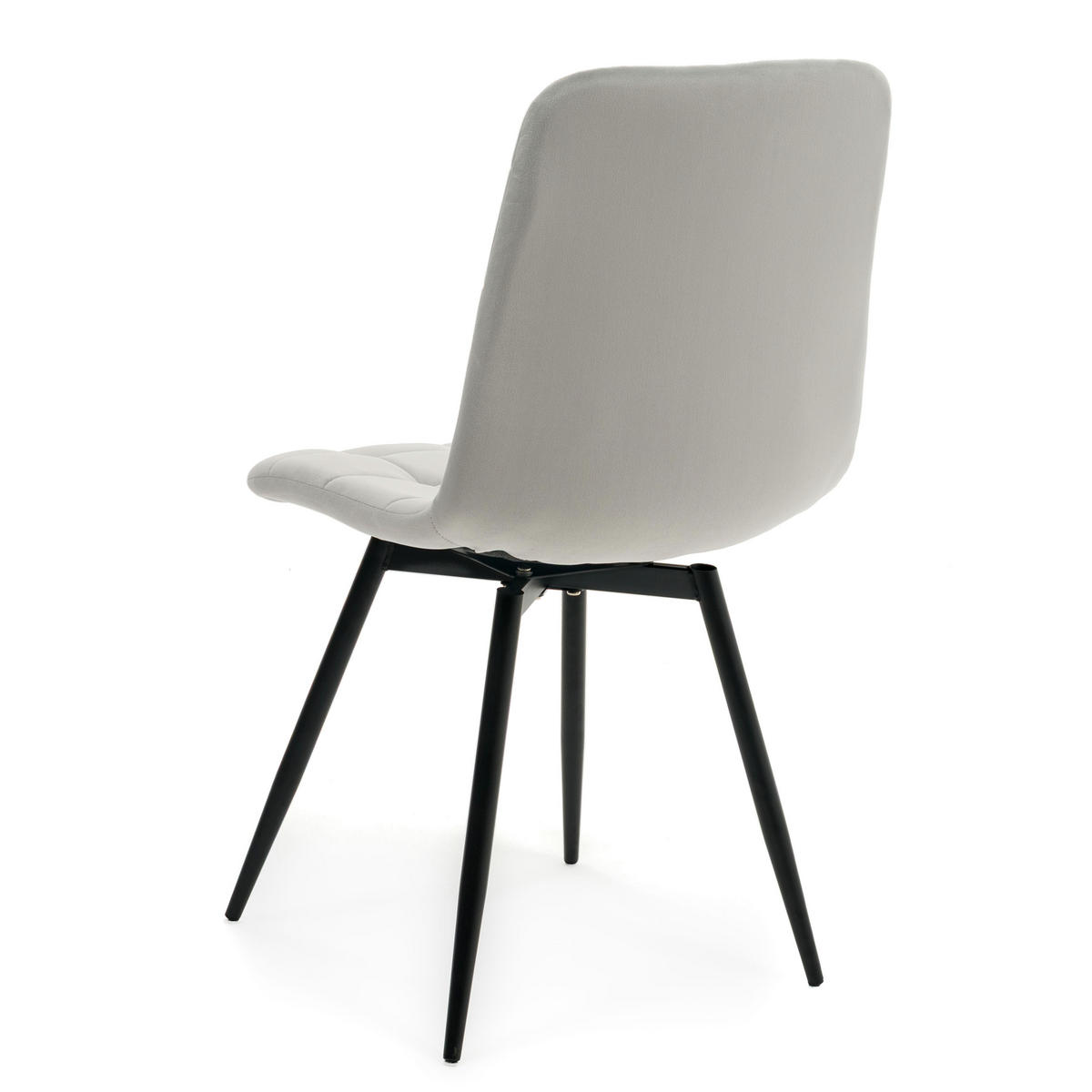 STUHL ARCO drehbar gepolstert mit Steppung - hellgrau - Samt Velours - Hellgrau/Schwarz, Textil/Metall (46/90/51cm) - NEW HOME