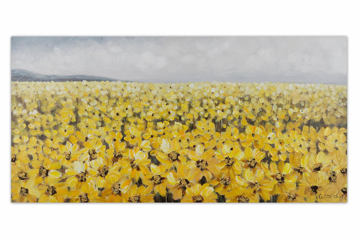 ACRYLBILD HANDGEMALT 120/60 cm - Gelb/Braun, Holz/Textil (120/60cm) - KUNSTLOFT