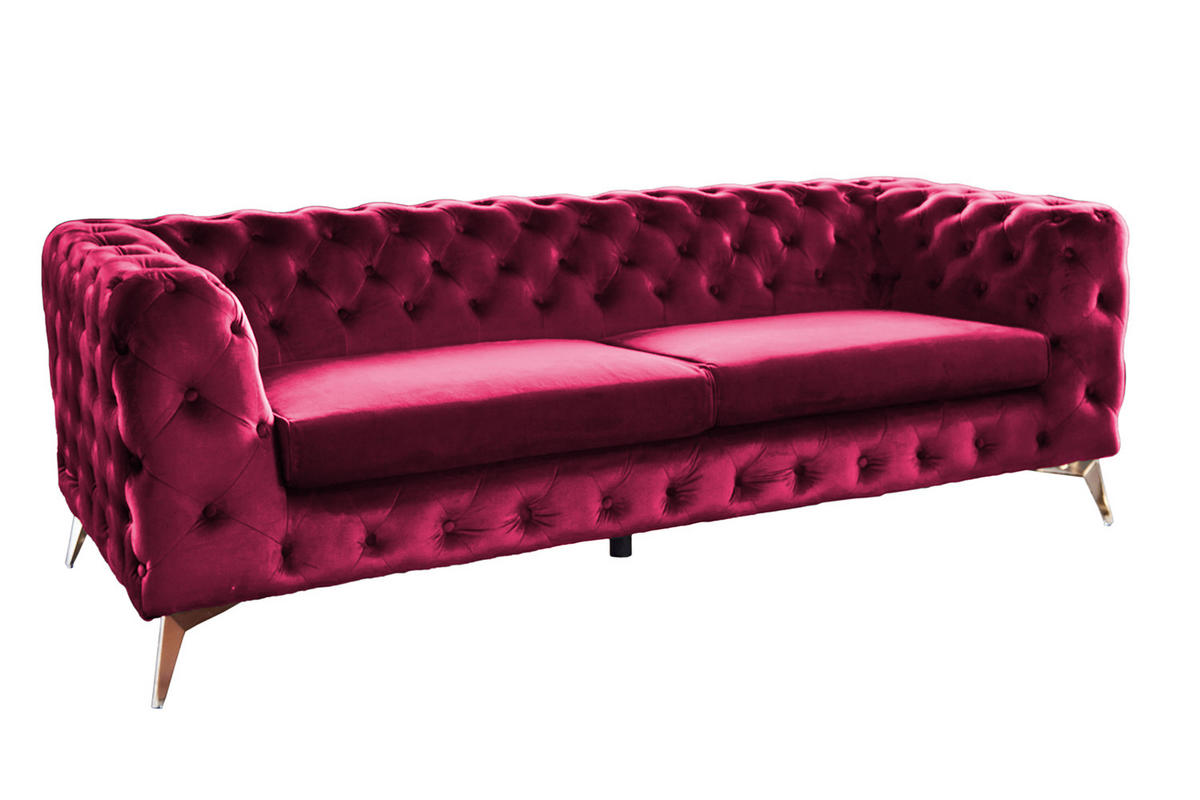 SOFA NARLA Pink Velvet - Pink/Silberfarben, Textil (219/68/84cm) - KAWOLA