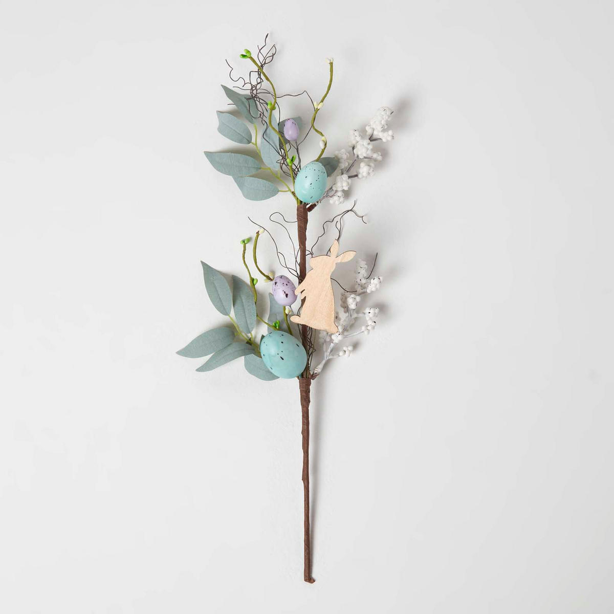 OSTERDEKO Zweig mit Eiern & Hase, 46 cm - Blau, Kunststoff (19/46/46cm) - Homescapes