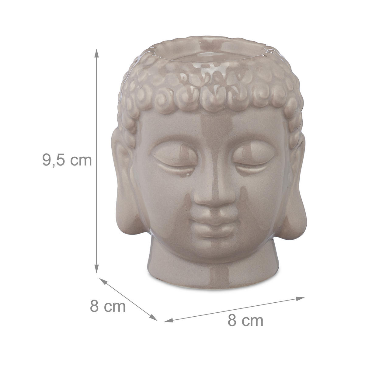 BUDDHA Teelichthalter - Grau, Keramik (9.5cm) - Relaxdays