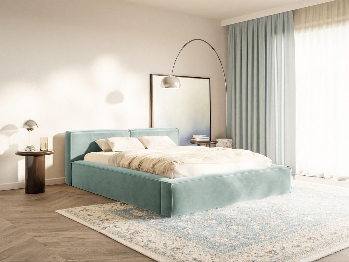 POLSTERBETT Tilves Slim Salbeigrün 160x200 cm - Schwarz/Hellgrün, Kunststoff/Textil (160/200cm) - Selsey