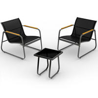 GARTENMÖBEL 3er Set, 2 Sessel und 1 Tisch, Anthrazit - Anthrazit, Metall - Blumtal