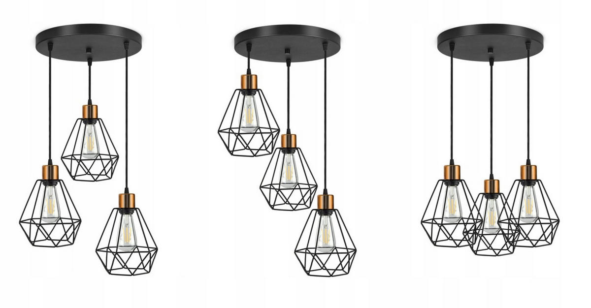 PENDELLEUCHTE EDISON II - Goldfarben/Schwarz, Metall (45/45/100cm) - kiki design