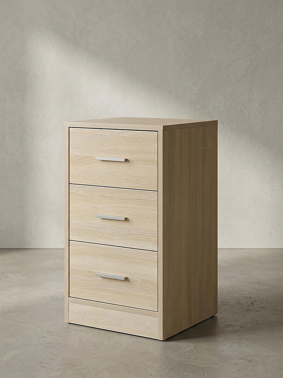 NACHTTISCH Holz 3 Schubladen Melaminbeschichtet Modern, Beige 38x35x68 cm - Beige, Holz/Kunststoff (38/68/35cm) - KADIMA DESIGN