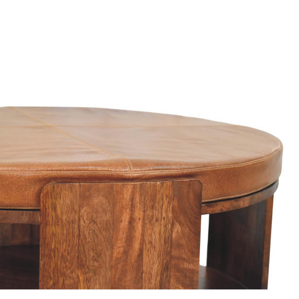 COUCHTISCH mit Roasted-Almond-Finish, Leder auf der Oberfläche, kaffeebraun - Braun, Leder/Holz (85/85/42cm) - Artisan Furniture