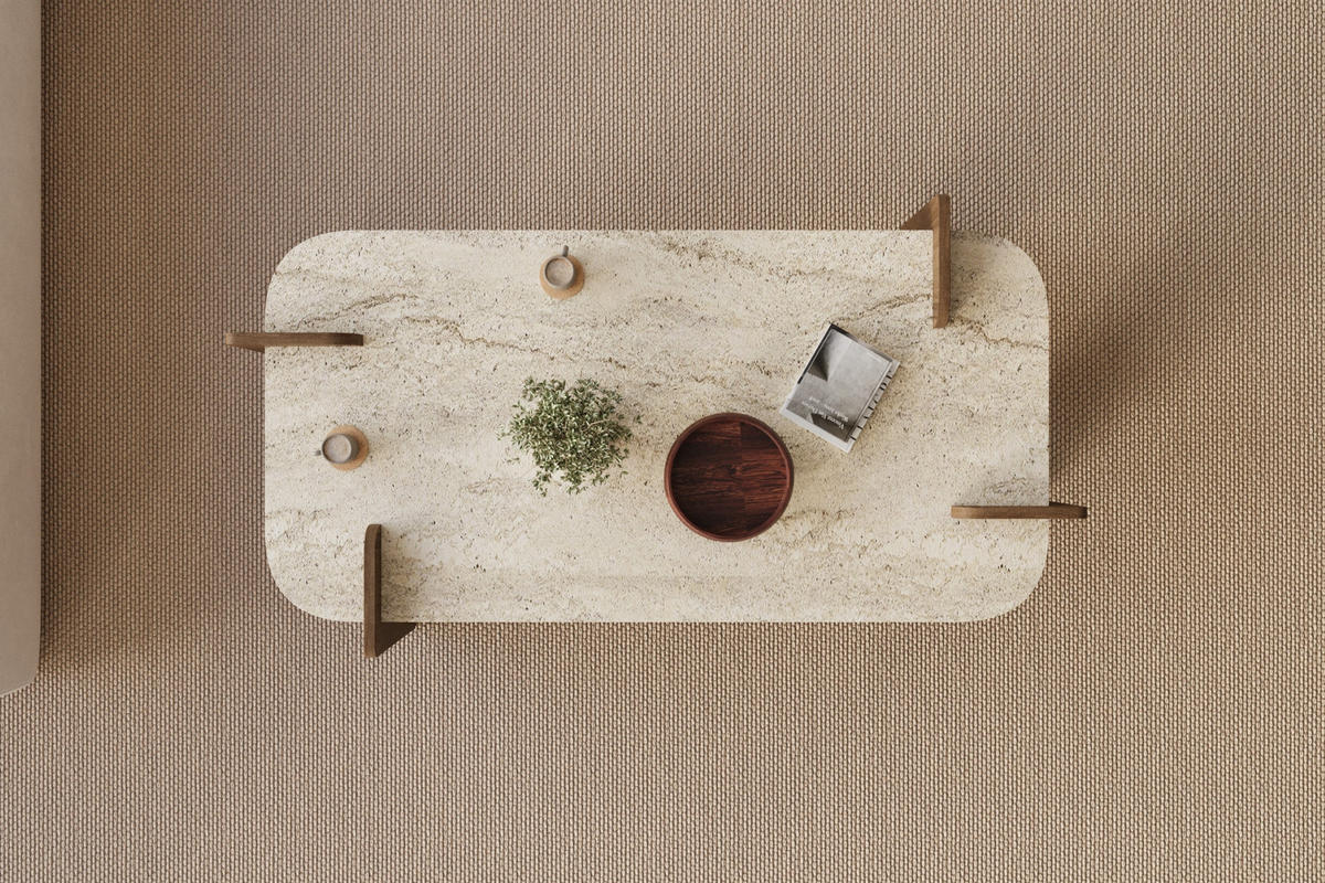 COUCHTISCH Twinkle Travertin Braun Granit Optik 60x120 - Beige/Braun, Holzwerkstoff (60/120/35cm) - moebel17