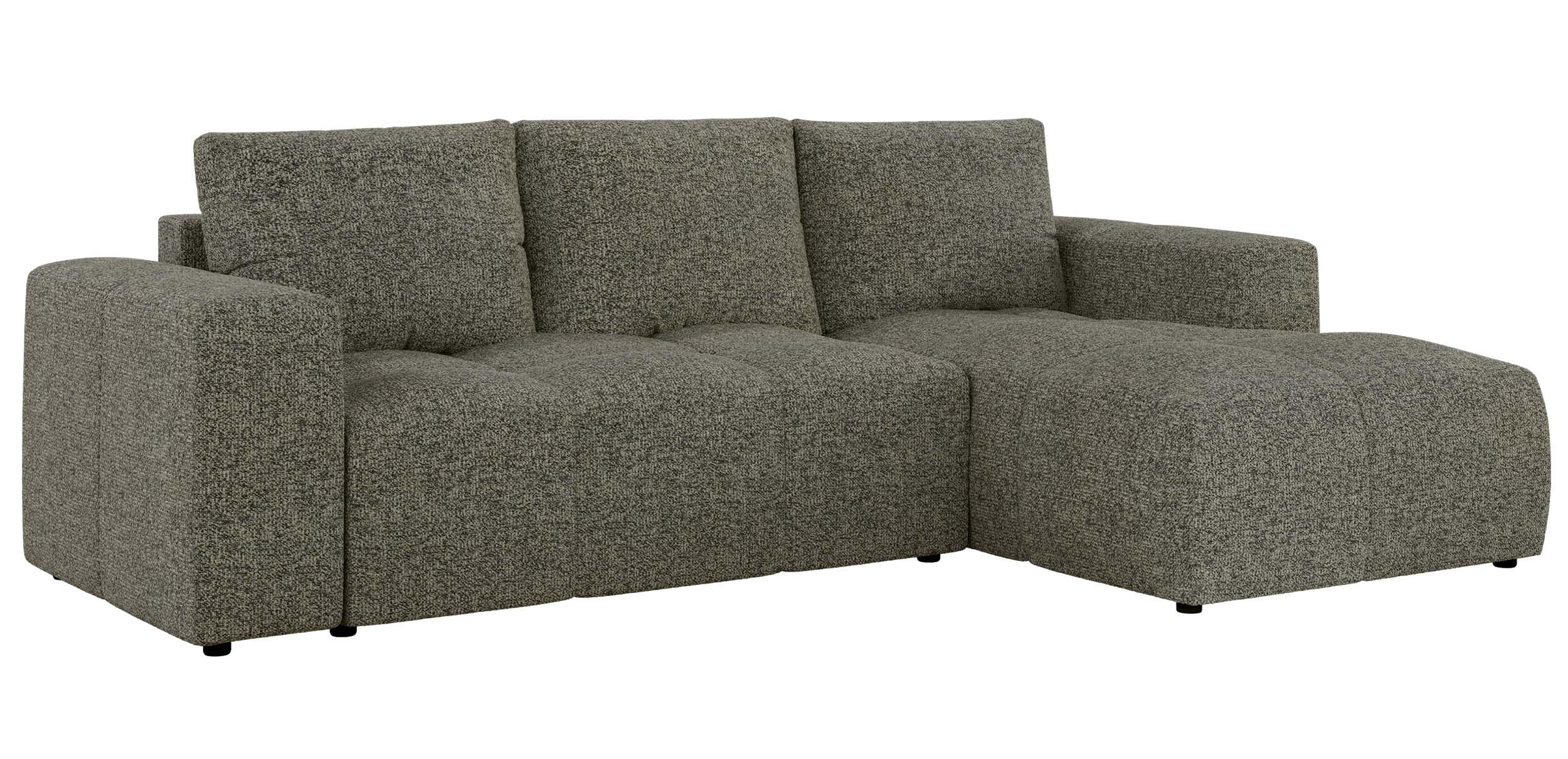 ECKSOFA MONIVA Grau Strukture - Rechts - Schwarz/Grau, Textil (266/164cm) - MKS