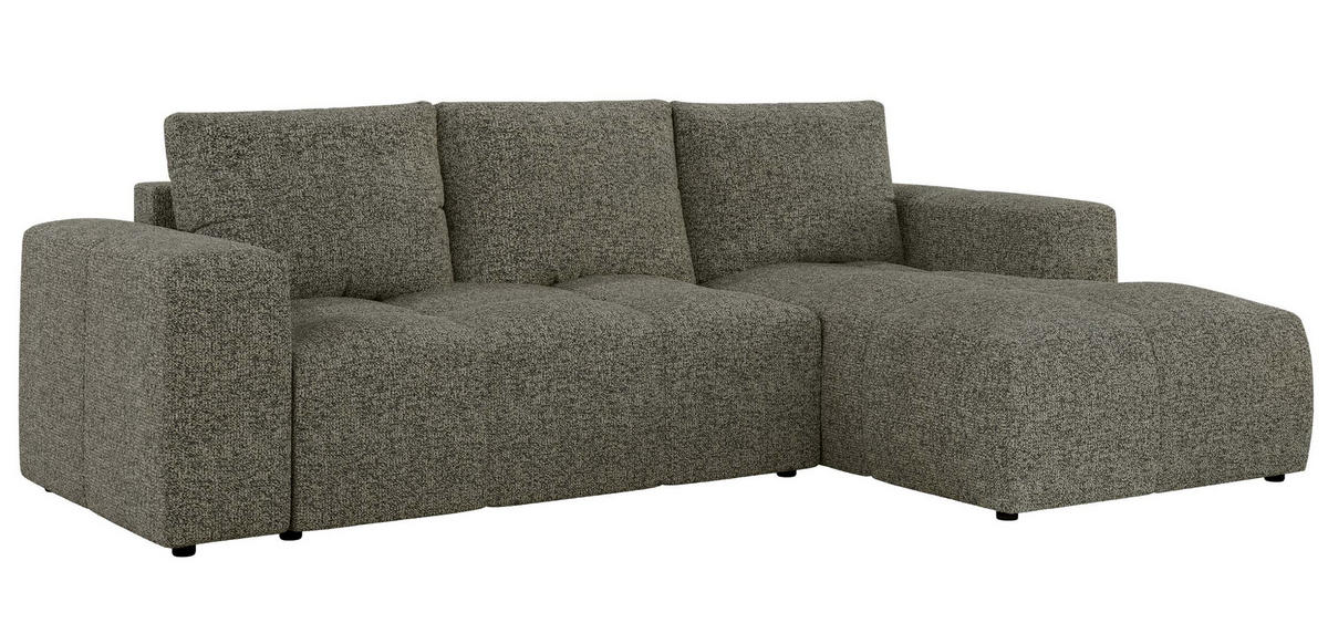 ECKSOFA MONIVA Grau Strukture - Rechts - Schwarz/Grau, Textil (266/164cm) - MKS