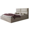 POLSTERBETT LIZBONA SLIM, 120 x 200 cm mit Bettkasten und Lattenrost aus Holz, Farbe: Beige, Velourestoff - Beige, Holz/Kunststoff - Alpi-Möbel