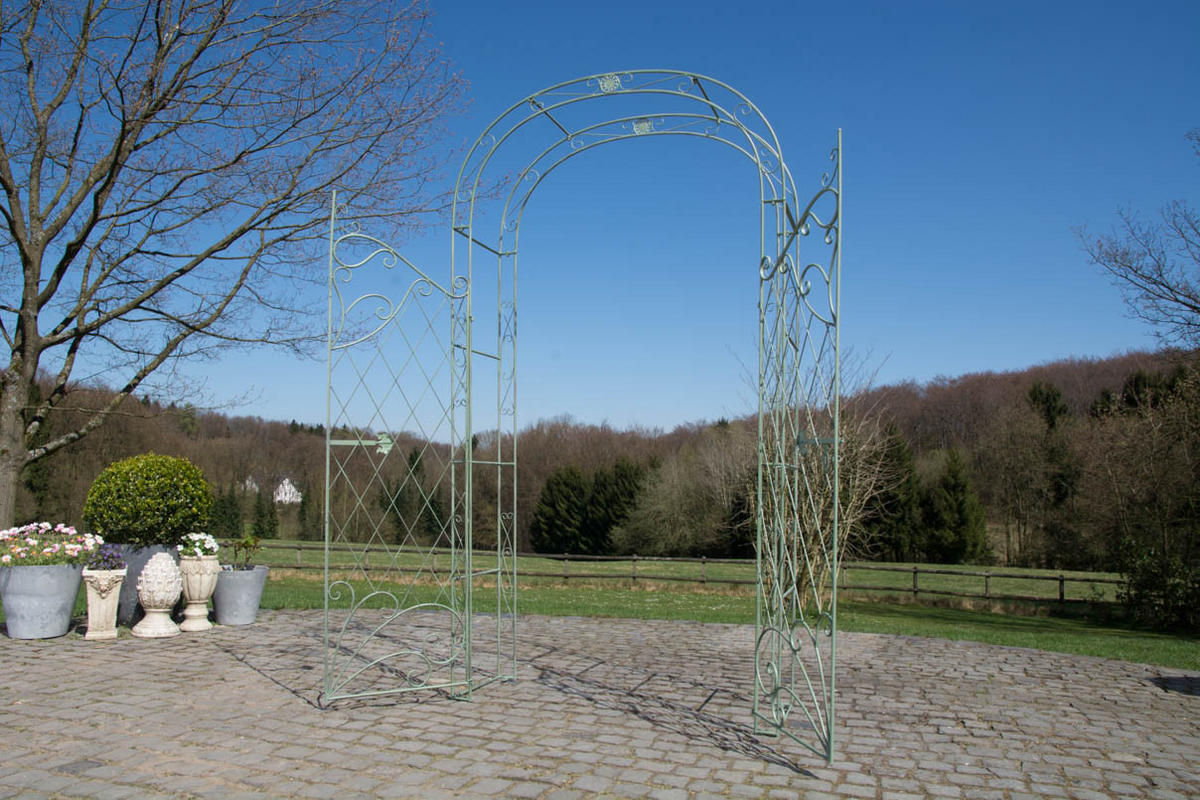 ROSENBOGEN Minden Tor 120x40x220cm Metall Antik-Grün Rankhilfe - Grün, Metall (120/220/40cm) - DELUKE