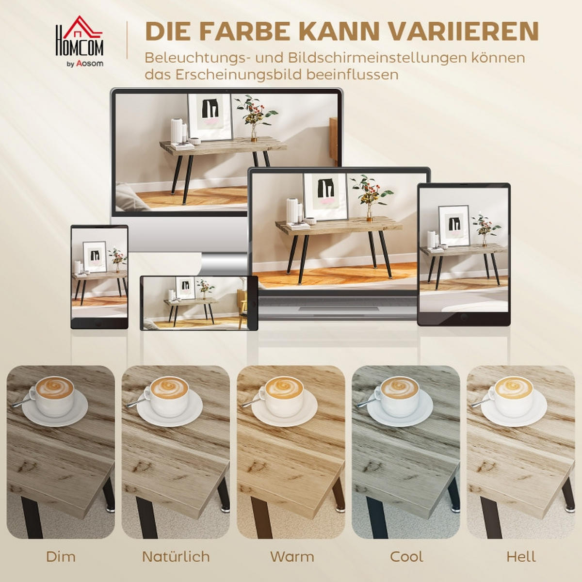 COUCHTISCH 100/50/45 cm eichefarben aus Holz mit Stahlbeinen - Eichefarben, Holz (100/50/45cm) - OKWISH