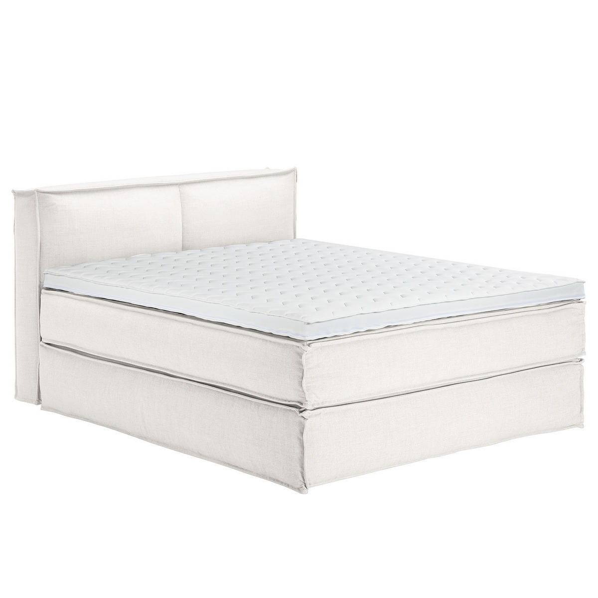 BOXSPRINGBETT mit Kopfteil - Premium - Weiß, Textil (160/220cm) - home24