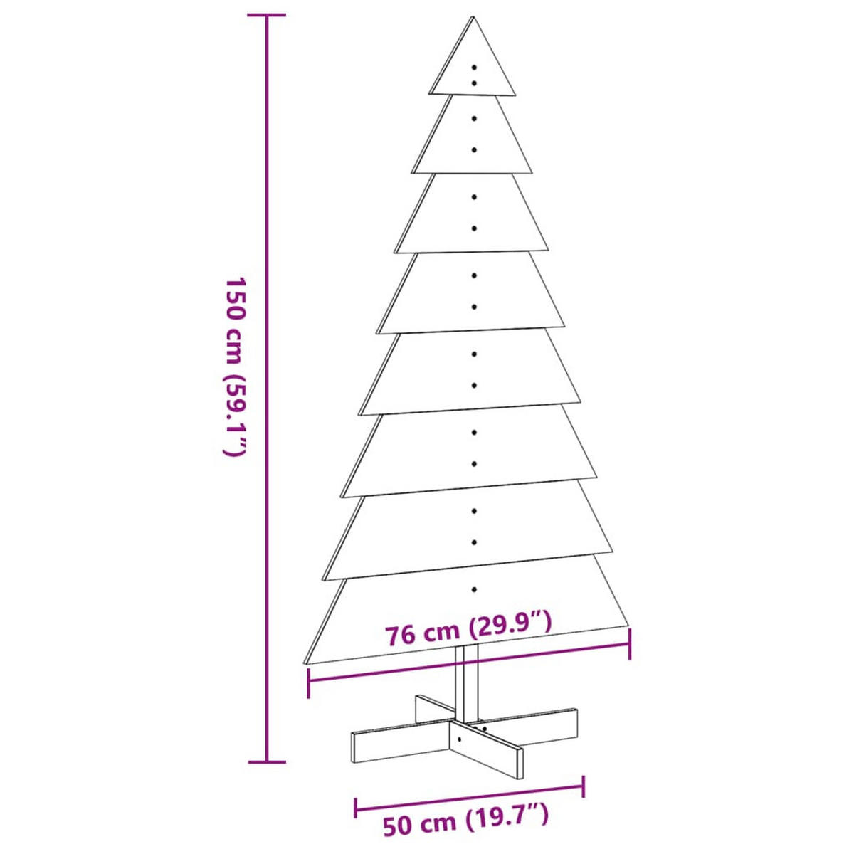 WEIHNACHTSBAUM Holz 76/50/150 Cm Braun Massivholz Kiefer - Braun, Holz (150cm) - vidaXL