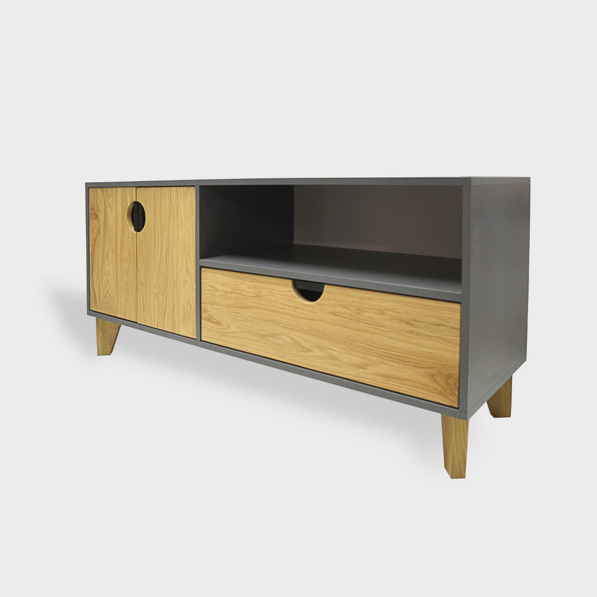FERNSEHSCHRANK aus Holz und laminierten Platte GRAND - Eichefarben, Holz (150/65/45cm) - Rawood Furniture