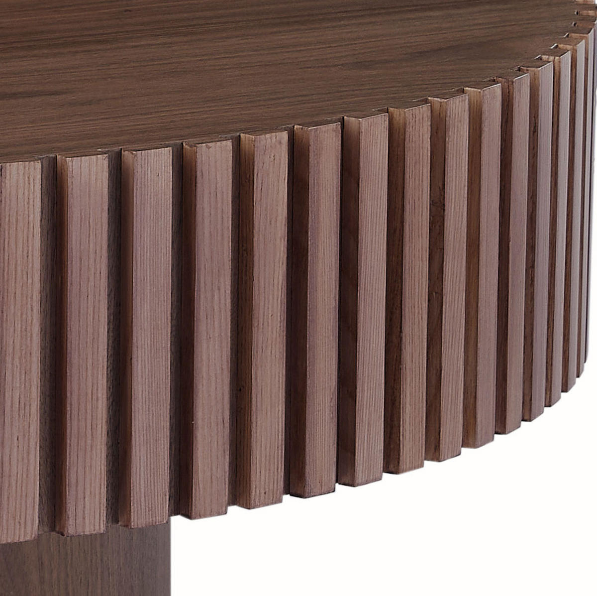 COUCHTISCH aus MDF Ø87x25 cm in Walnuss mit Rillendetail - Walnussfarben, Holzwerkstoff (80/80/35cm) - Modfu