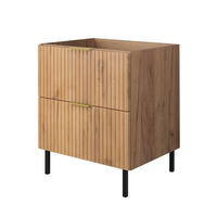 WASCHBECKUNTERSCHRANK, Eiche Craft, 60 x 77 x 46 cm, goldener Griff, schwarze Beine, ohne Arbeitsplatte - Eichefarben/Goldfarben, Holzwerkstoff (60/77/46cm) - 3XE LIVING