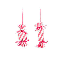 WEIHNACHTSBONBONS 2er-Set rosa-weiß 13 cm - Pink/Weiß, Kunststoff (5/13/5cm) - LAALU